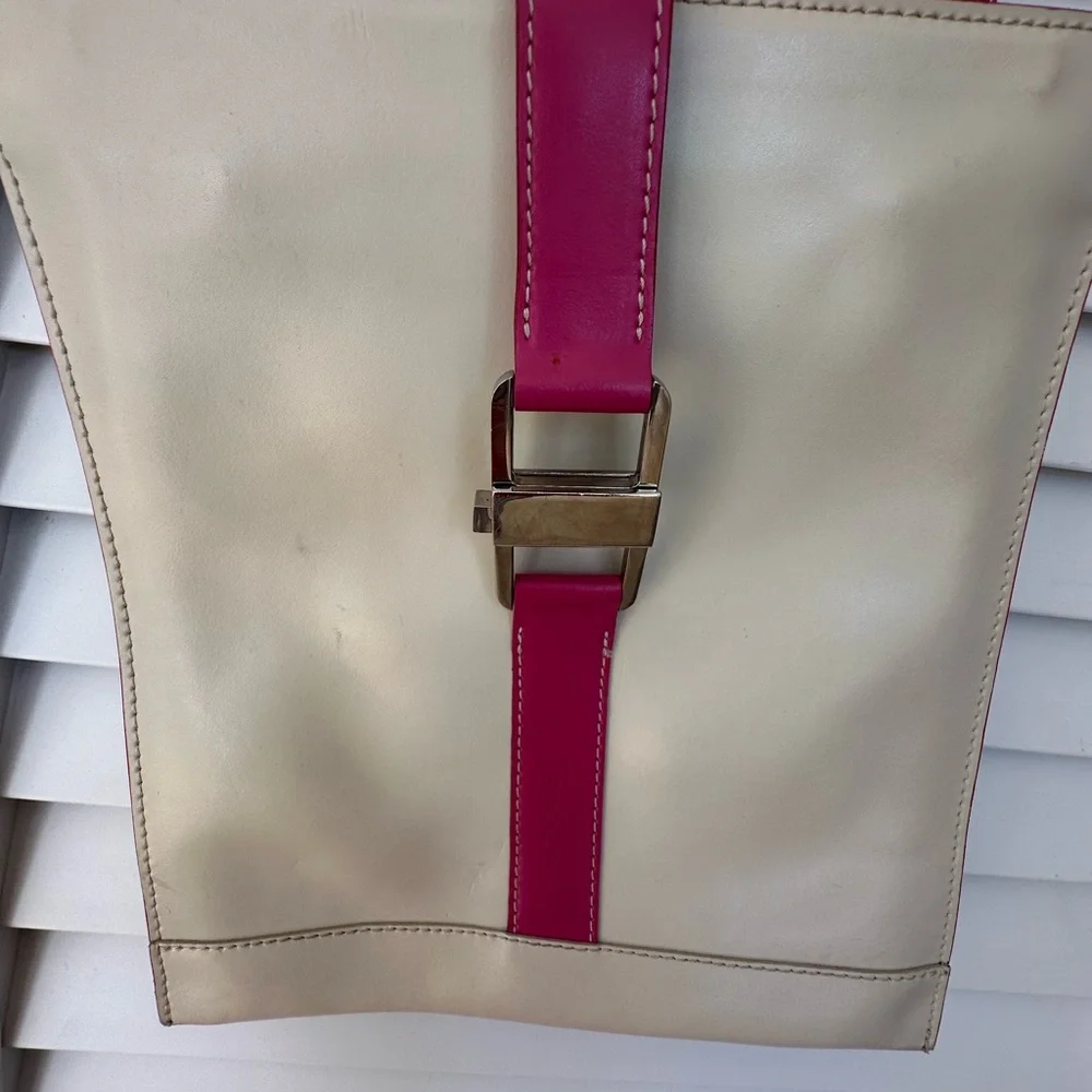 Frederic Paris Cream and Pink Shoulder Bag